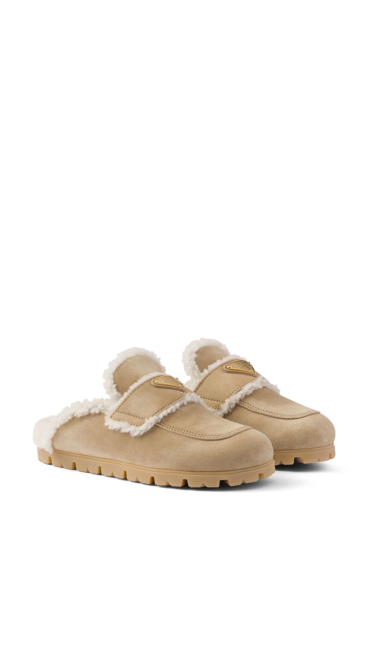 Triangle Logo Shearling Slippers
