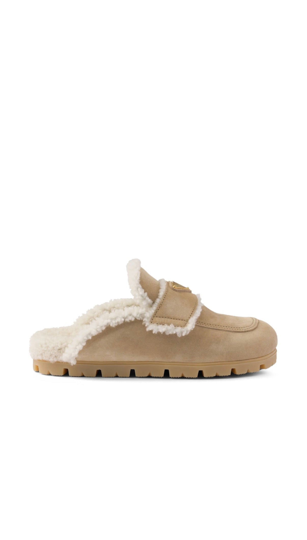 Triangle Logo Shearling Slippers